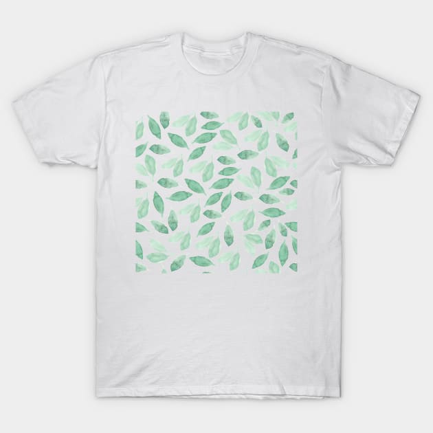 Green foliage leaves | Watercolor | Minimalist T-Shirt by Harpleydesign